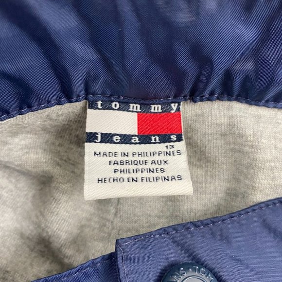 TOMMY HILFIGER Wide Leg Mid Rise Blue Wind Breaker Track Pants Women's Size 13 - Picture 6 of 12